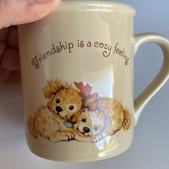 Vintage Hallmark Mug Mates You've Got a Friend Cottagecore Cute Puppy Mug w/ Lid - Picture 8 of 11